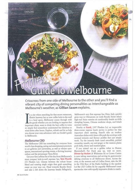 Kudos Magazine July 2016 Foodies Guide To Melbourne