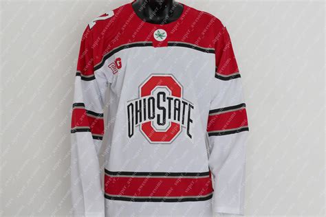 Mens Ohio State Buckeyes White Custom Hockey Jersey Mogumogupro