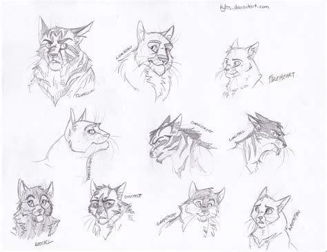 Sketches Of Cats With Different Facial Expressions From The Movies