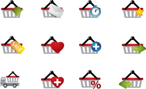 Shopping Cart Icons Modern Colorful Flat Design Vectors Graphic Art