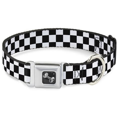 Buckle Down Seatbelt Buckle Dog Collar Checker Black And White Medium