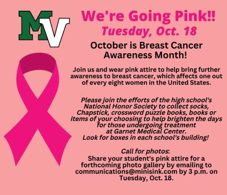 District To Go Pink On Tuesday Oct To Support National Breast