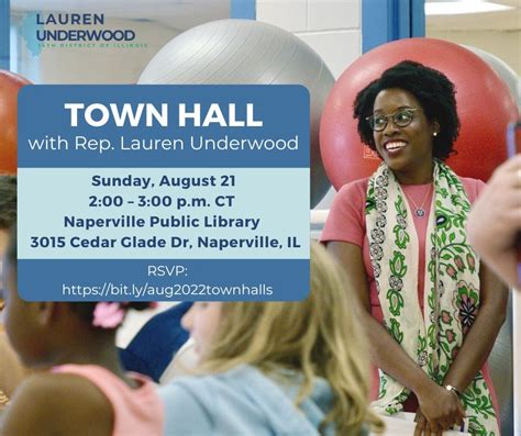 Town Hall With Rep Lauren Underwood Naperville Public Library August 21 2022