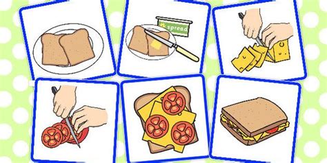 The sandwich comes with cheese, veggies, meat, and the condiments between the two slices of the bread. #71 - 6 Step Sequencing Cards Making a Sandwich ...