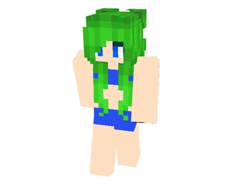 Girl Skin With Green Hair In The New 64x64 Format And Alex Model Alex Model Green Hair Girl
