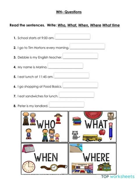 Wh Questions Interactive Worksheet Topworksheets