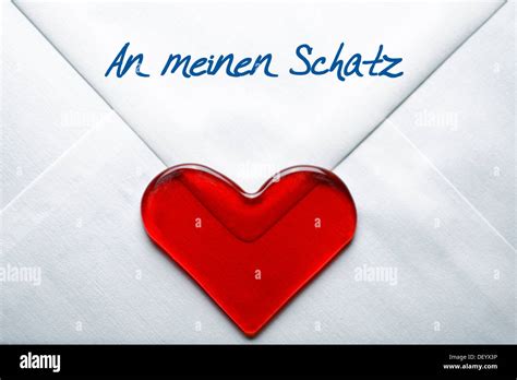 Valentines Letter With A Heart And The Message An Meinen Schatz