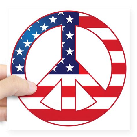 Cafepress American Flag Peace Sign Square Sticker 3 X 3 Square
