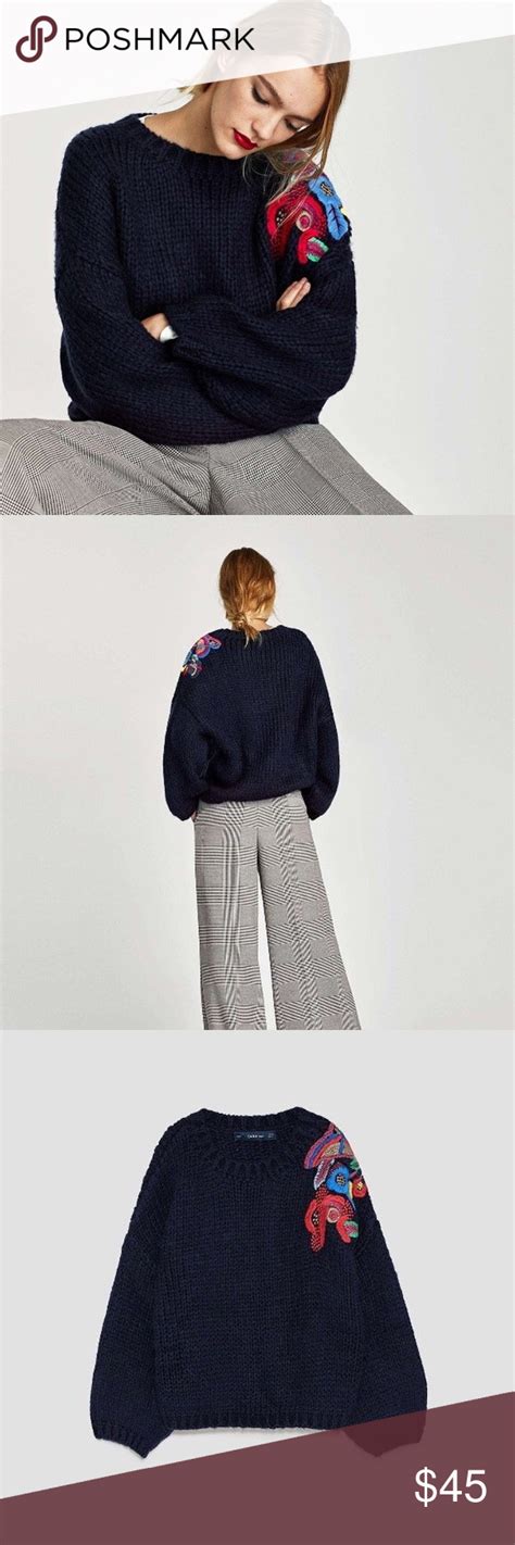 Sweater weather calls for an inspiring and fun upcycle idea with monochrome hand embroidered how to knit a chunky wonderwool sweater from wool & the gang | good housekeeping. Zara navy floral embroidered sweater (With images ...