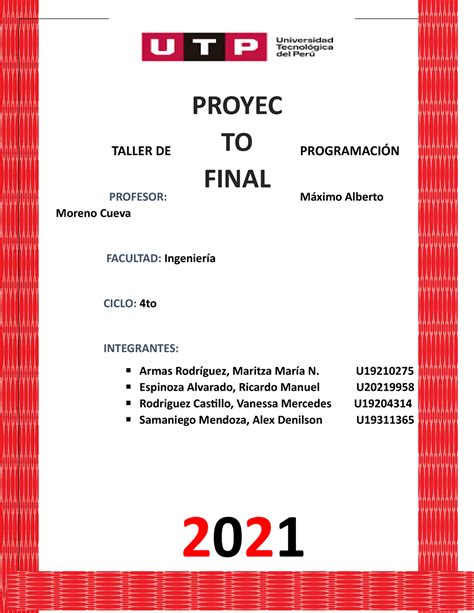 Trabajo Final Programación 2021 Taller De ProgramaciÓn Profesor