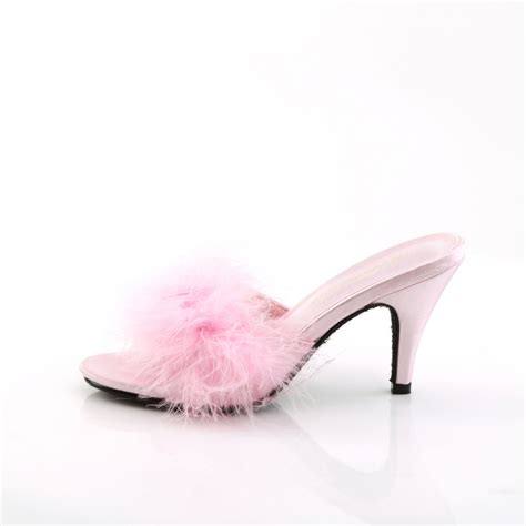 Pleaser Fluffy Marabou Trim Upper High Heels Mule Slippers Adult Women Amour03 Ebay