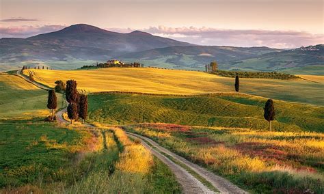 Landscape Of Tuscany Italy Landscapes Fields Hills Nature Hd