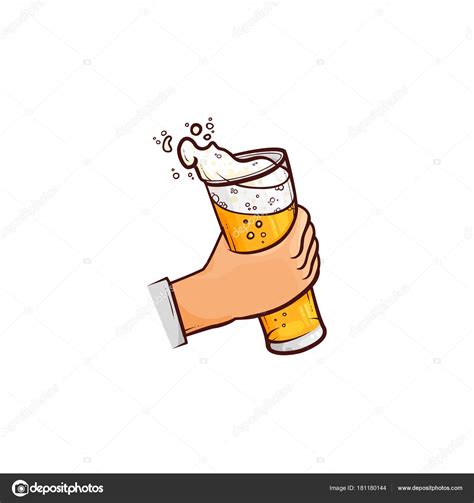 Cartoon Hand Holding Mug Vector Cartoon Hand Holding Mug Of Beer With Foam Stock Vector