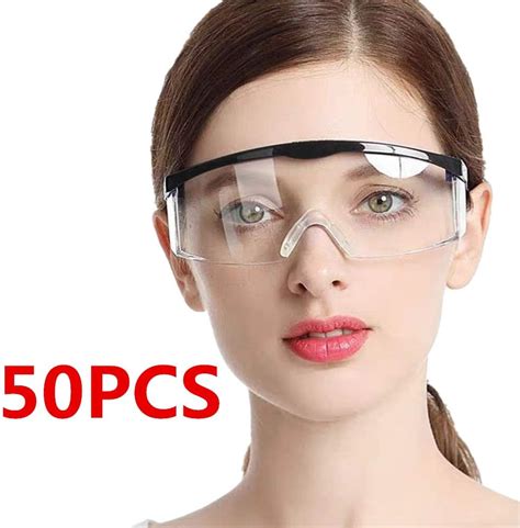 5pcs Safety Protective Goggles Crystal Clear Eye Protectiondust Proof Breathable Laboratory