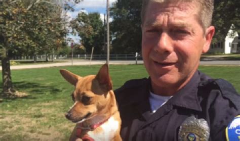 Policía adopta a una perrita que fue estrangulada por su dueña y luego