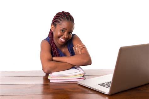 Premium Photo African Student Working With Laptop