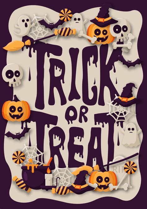 Trick Or Treat Halloween Background Design Vector 02 Free Download