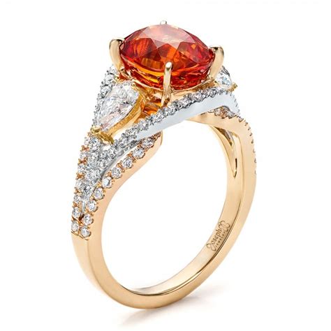 Custom Orange Sapphire Engagement Ring 100117 Seattle Bellevue