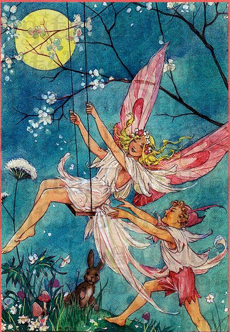 Fairy Swing Vintage Fairy Illustration Fairy Digital Etsy Fairy