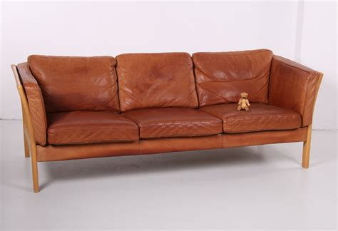 Vintage Danish Design Sofa By Mogens Hansen With Cognac Colored High