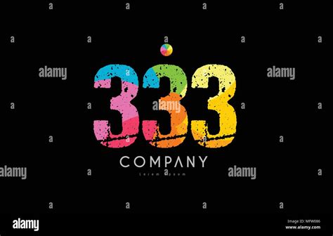 Number 333 Logo Icon Design With Grunge Texture And Rainbow Colored