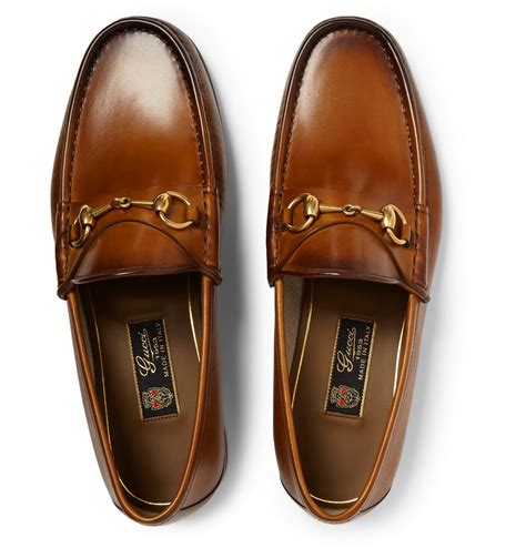 Gucci Burnished Leather Horsebit Loafers In Brown For Men Lyst