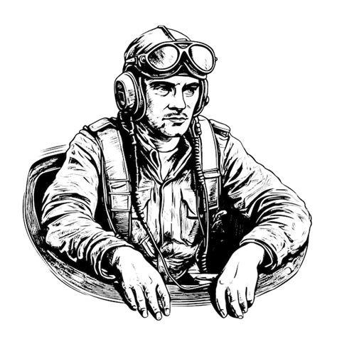 Premium Vector Pilot Vector Drawing Isolated Hand Drawn Engraved