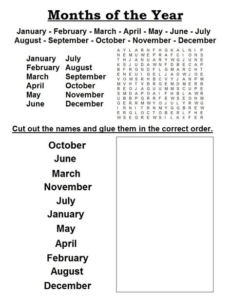Months Of The Year Activity Page For Kids Feasts Months In A Year