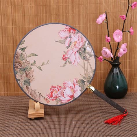 Chinese Traditional Round Hand Fans Round Palace Fans Silk Round Hand