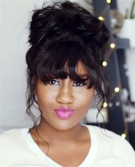 Updos Hairstyles For Black Women With Bangs Womens Hairstyles