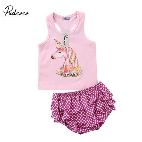 2018 Newborn Baby Kids Girl Unicorn Outfit Clothes Babies Girls Vest