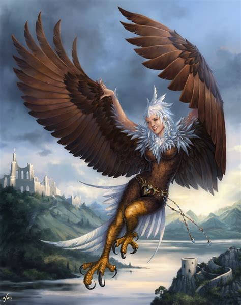 Harpy With Eagle Feather Pattern Mythical Creatures Creature Art