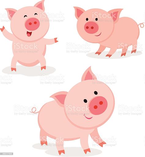 Cute Pigs Cheerful Pig Stock Illustration Download Image