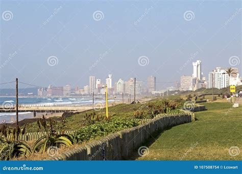 Coastal City Skyline Landscape And Blue Sky In Durban Editorial Stock