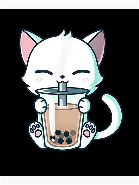Boba Cat Drinking Boba Kitten Kawaii Japanese Kitty Canvas Print For