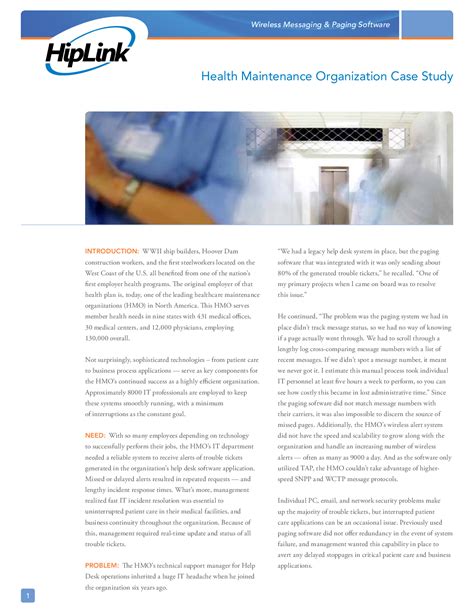 Health Maintenance Organization Case Study
