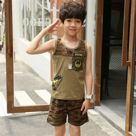 Big Boy Summer Clothing Set Cotton Vest Shirtsshorts Kids Boys Casual