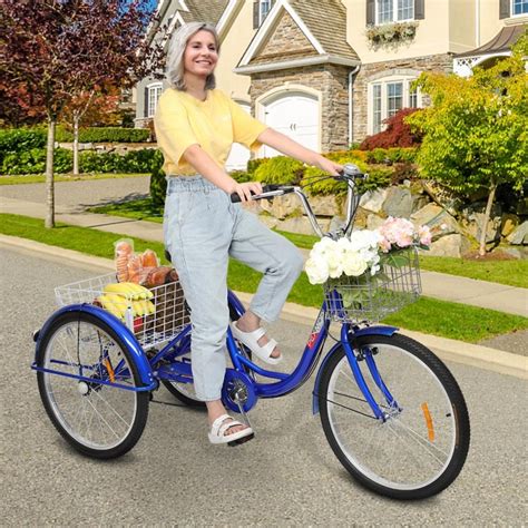 zimtown folding adult tricycle 24 wheels 7 speed tricycle for women men zimtown