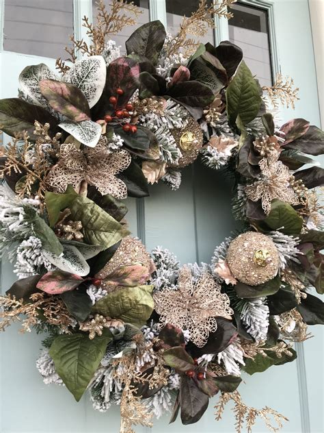 Elegant Rose Gold All Winter Long Pine Wreath For Door Wreaths Wreath For Front Door Holiday
