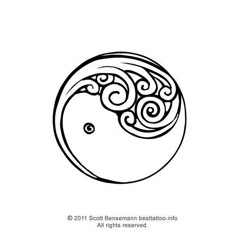 maori tattoo design silver fern koru yin and yang style