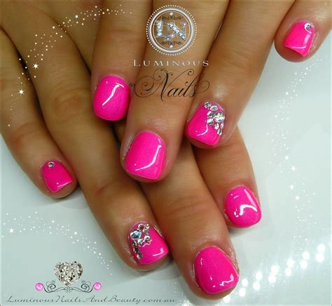 Notify me when this product is available: Luminous+Nails:+Cute+Hot+Pink+Gel+Over+Natural+Nails+with ...