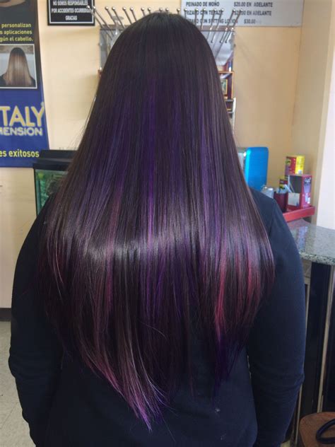 All i could do that time was to keep on dying red and brown color on it and waited until it finally clear all the purple color away. Purple pink and blonde highlights | Long hair styles, Hair