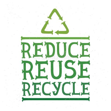 Reduce Reuse Recycle Green Vector Illustration Poster Stock Vector