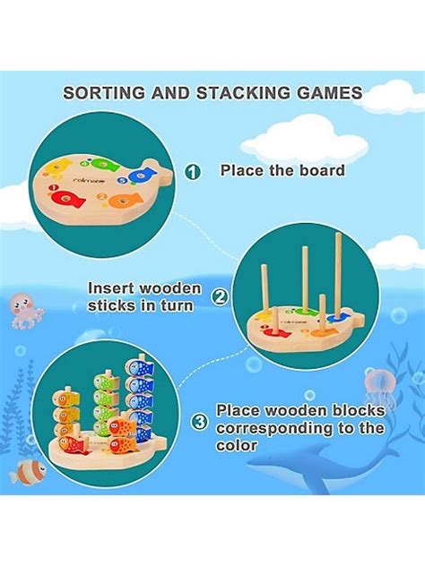 Toytexx Wooden Magnetic Fishing Toy Montessori Stacking Game And Beaded