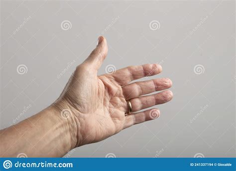 Palm Of A Man`s Left Hand With Wedding Ring Stock Photo Image Of