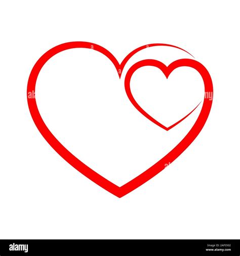 Abstract Heart Shape Outline Vector Illustration Red Heart Icon In