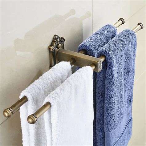 Vidric Towel Bars 4 Rails Antique Brass Wall Shelf Towel Holder Bath
