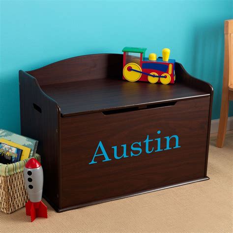 Modern Touch Personalized Toy Box Espresso Dibsies Personalization