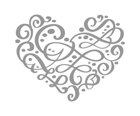 Hand Drawn Heart Love Valentine Flourish Separator Calligraphy Designer