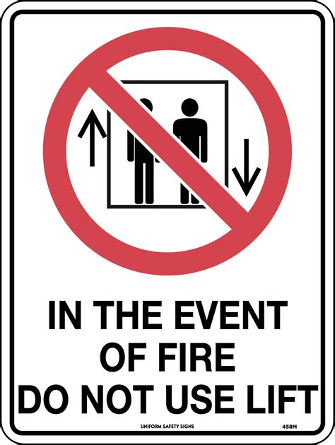 In Event Of Fire Do Not Use Lift Prohibition Uss